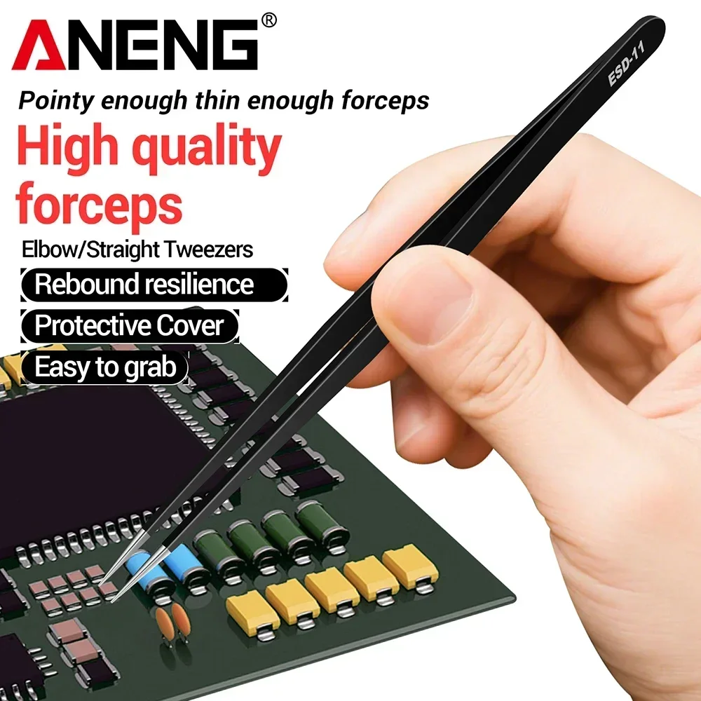 Home Automation System Diy - ANENG Precision Straight headed/Bend Tweezers Anti-Static