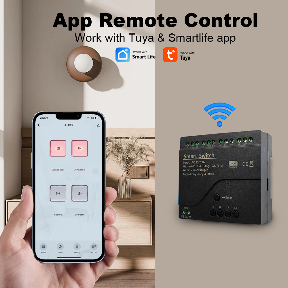 Tuya 4CH WiFi Smart Switch Rel - Home Automation System Diy recension och pris